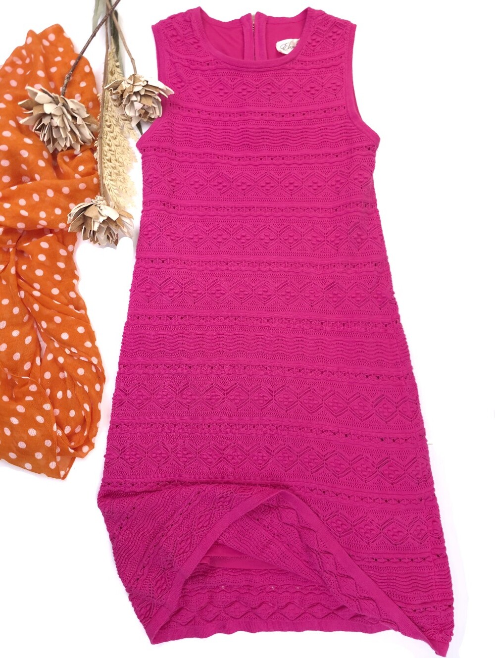 Eliza J Pink Sleeveless Crochet Shift Dress Sz XS